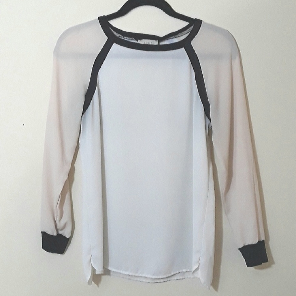 Ann Taylor Loft sheer two toned cream career top